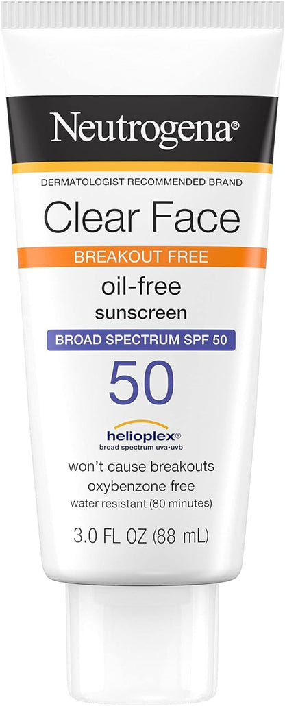 Neutrogena Clear Face Sunscreen Lotion for Acne-Prone Skin Broad Spectrum SPF 50