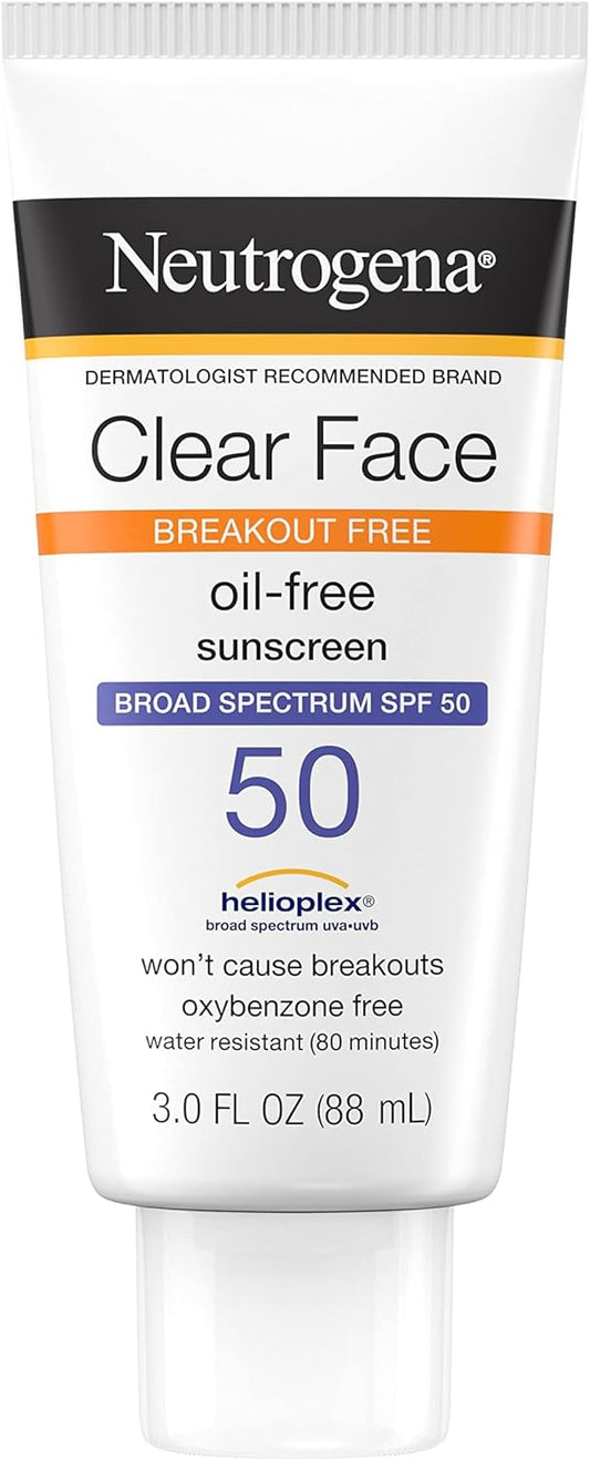 Neutrogena Clear Face Sunscreen Lotion for Acne-Prone Skin Broad Spectrum SPF 50
