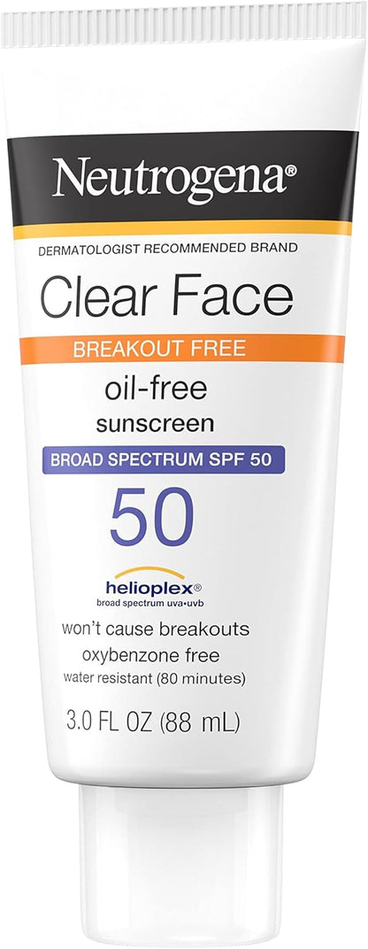 Neutrogena Clear Face Sunscreen Lotion for Acne-Prone Skin Broad Spectrum SPF 50