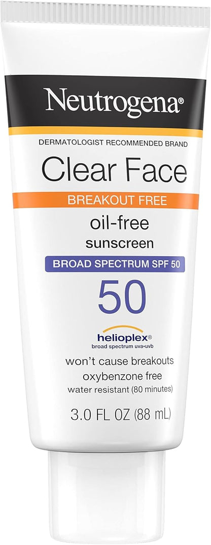 Neutrogena Clear Face Sunscreen Lotion for Acne-Prone Skin Broad Spectrum SPF 50
