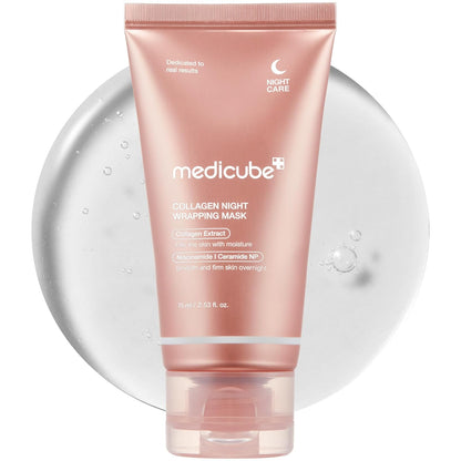 medicube Collagen Overnight Wrapping Peel Off Facial Mask Pack - Colágeno hidrolizado para una piel brillante
