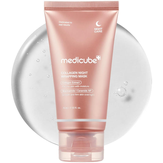 medicube Collagen Overnight Wrapping Peel Off Facial Mask Pack - Colágeno hidrolizado para una piel brillante