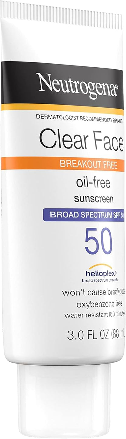 Neutrogena Clear Face Sunscreen Lotion for Acne-Prone Skin Broad Spectrum SPF 50