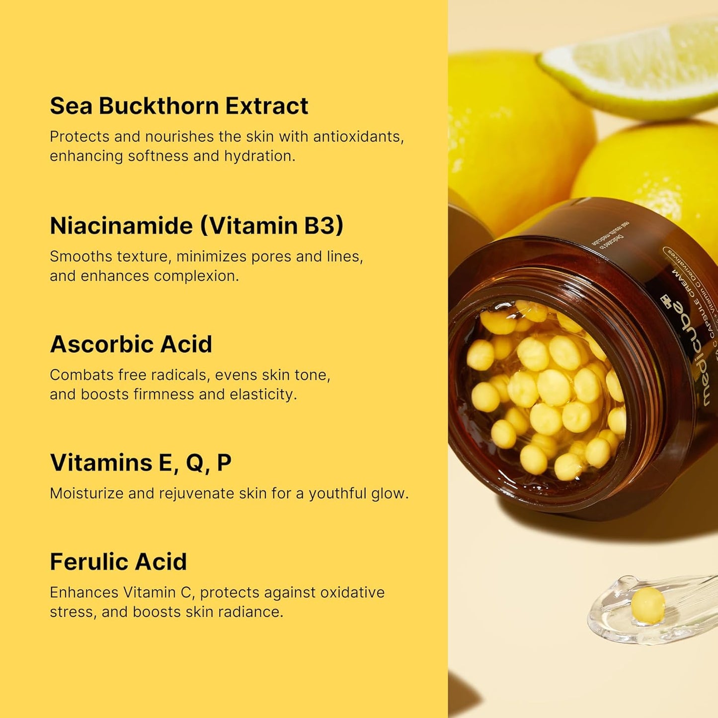 medicube Deep Vitamin C Golden Capsule Face Moisturizer - - Cápsulas de liposomas para arrugas, resplandor de la piel