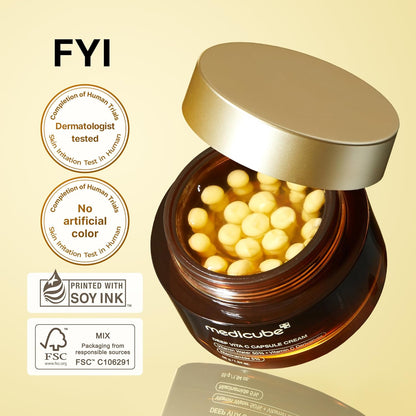 medicube Deep Vitamin C Golden Capsule Face Moisturizer - - Cápsulas de liposomas para arrugas, resplandor de la piel