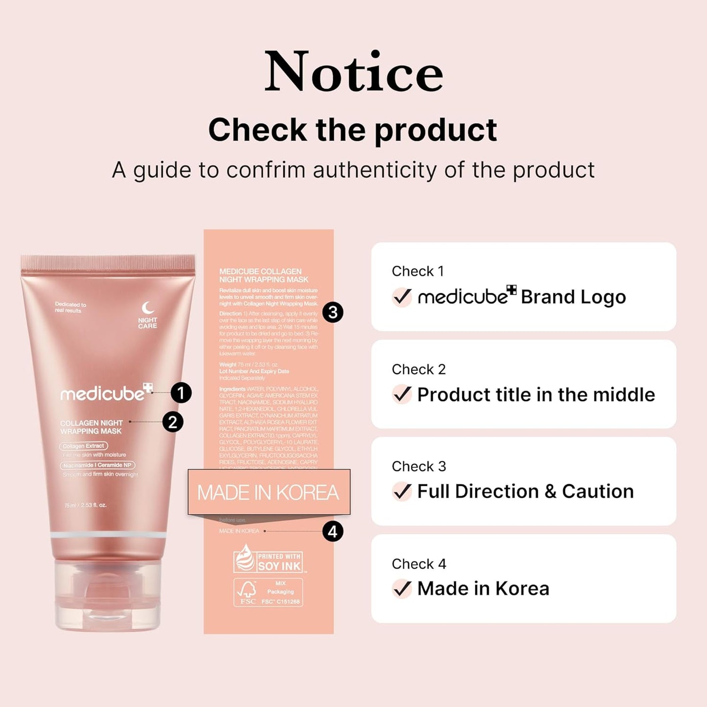 medicube Collagen Overnight Wrapping Peel Off Facial Mask Pack - Colágeno hidrolizado para una piel brillante