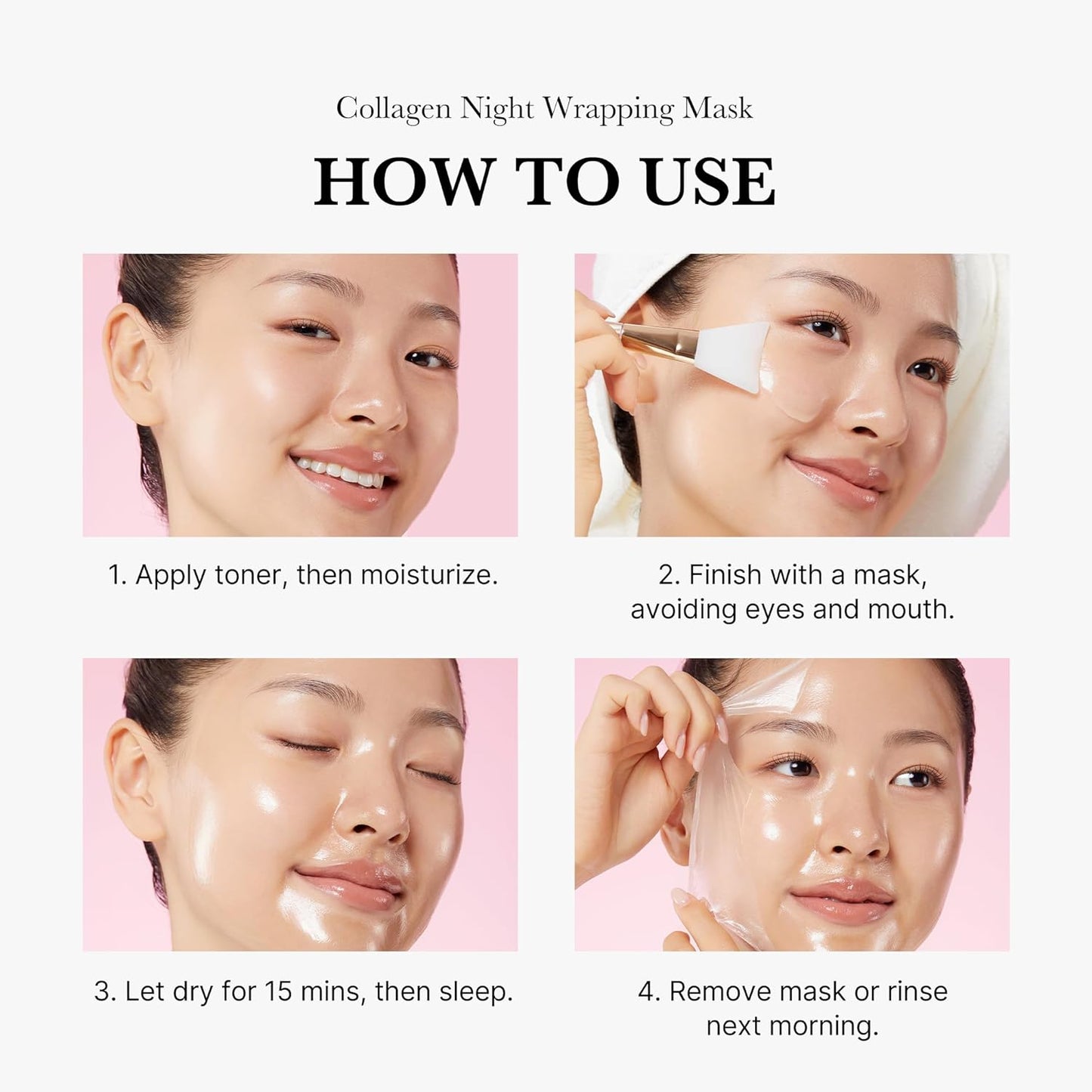 medicube Collagen Overnight Wrapping Peel Off Facial Mask Pack - Colágeno hidrolizado para una piel brillante