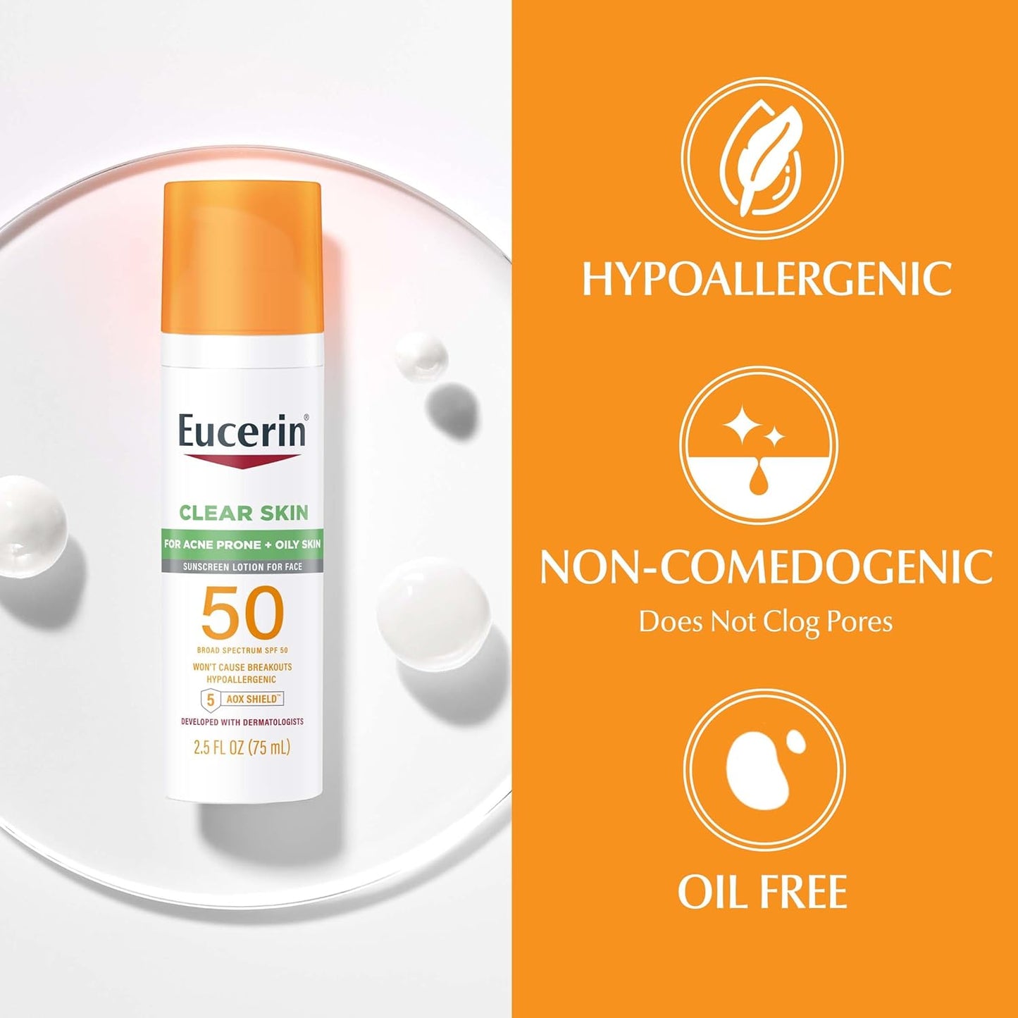 Eucerin SPF 50 Face Sunscreen Lotion Sun Clear Skin (Oil Control)